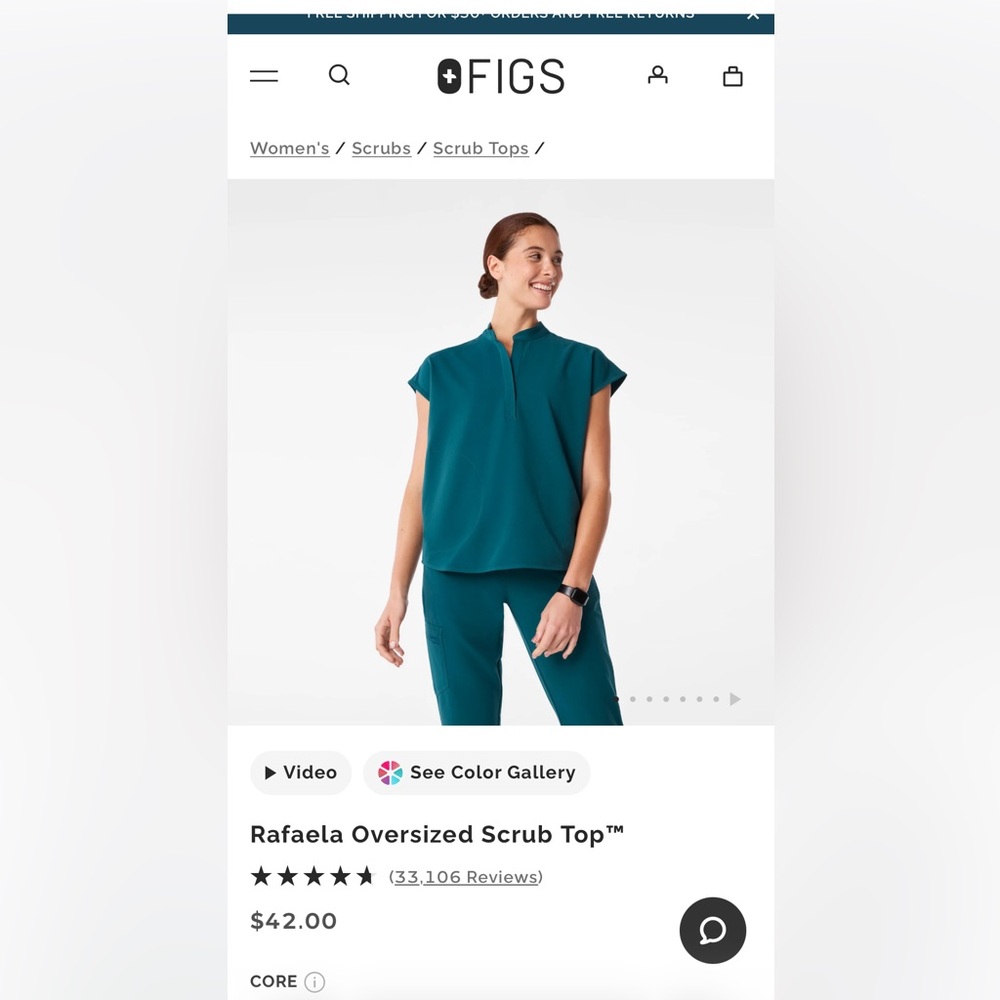 Figs Caribbean Blue Women's Rafaela Blouse and joggers. Selling the set